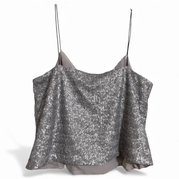 ASOS‎ Silver Sequin Cami Top Sparkly Party Evening Occasion Size 8 - Image 2