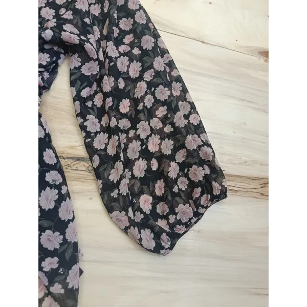 American Eagle Women's Floral Long Sleeve Peplum Top Size Large Smocked Blouse - Image 5