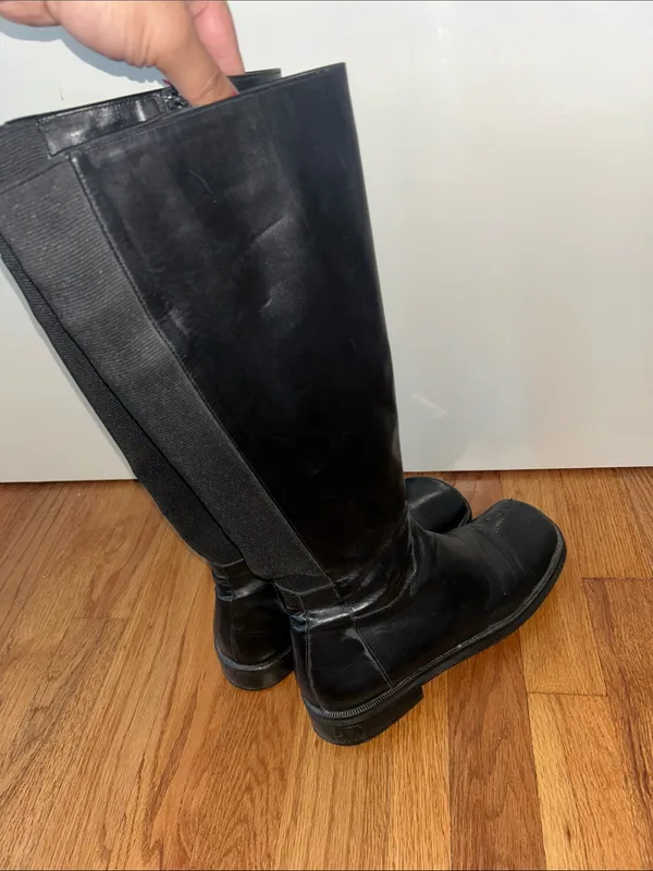 Donald J. Pliner Womens Black Leather Tall Zip Riding Boots size 8 - Image 4