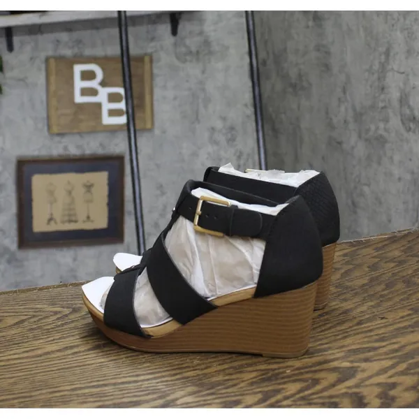 NWT Dr. Scholl's Womens Barton Wedge Platform Sandal F6474S1 Black Snake 6M - Image 8