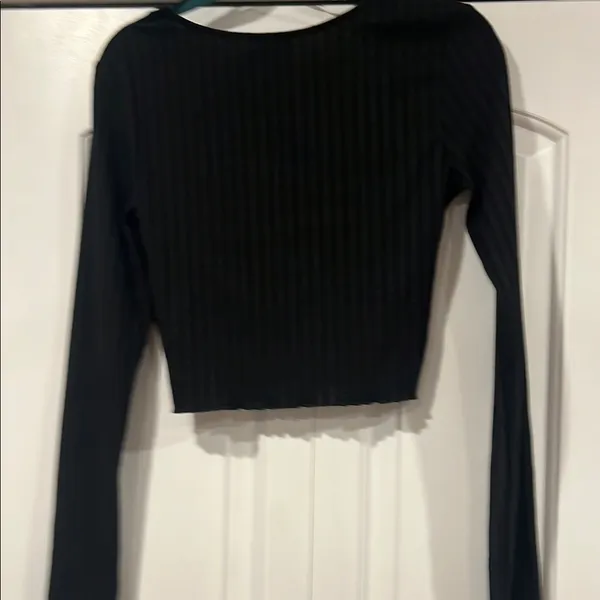 Princess Polly Black Abigail Ribbed Wrap top size‎ 8 - Image 6