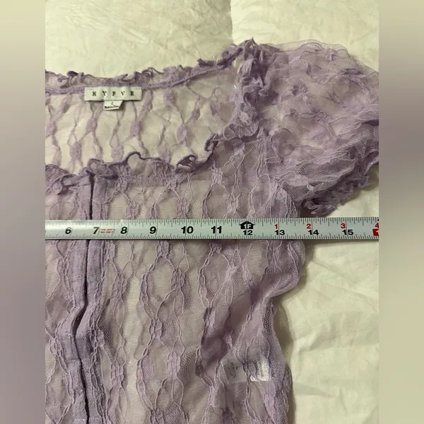 Hyfve Lace Short Sleeve Cropped Top in Lavender - NWOT - Size L - Image 11