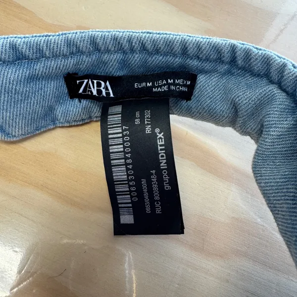 Zara Denim Sun Visor Light Wash Blue Cotton Adjustable Hat 0653/048/400/M - Image 6