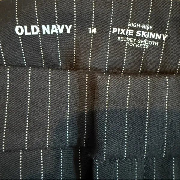 Old Navy NWT Pixie‎ Skinny Pants Women’s Size 14 Gray White Dot Stripe High Rise - Image 4