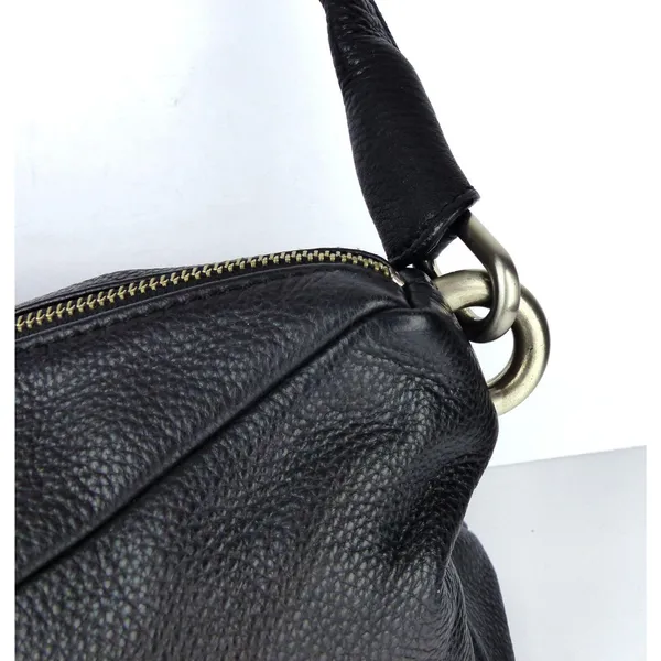 Calvin Klein Black Pebbled Leather Shoulder Bag Hobo Purse Slouchy Zip Y2K - Image 4