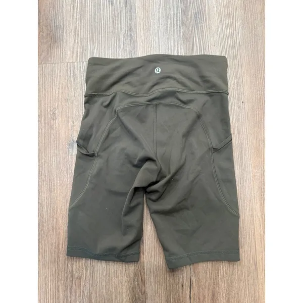 Lululemon Fast and Free High-Rise‎ Short 9" Dark Olive Green Nulux Size 4 - Image 3