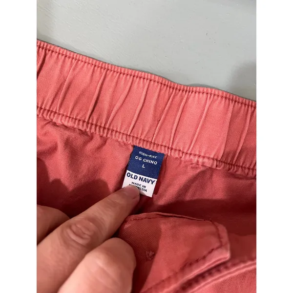 Old‎ Navy High Rise OG Chino Pants Pink Cotton Blend Casual Preppy Size L - Image 6