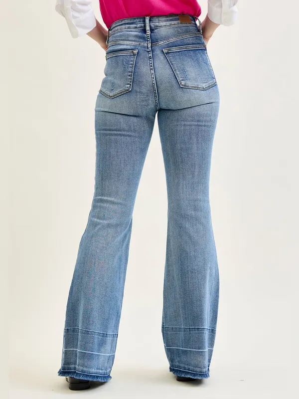 Judy Blue Charlotte Tummy Control Release Hem Flare Jeans Size 32 - Image 3