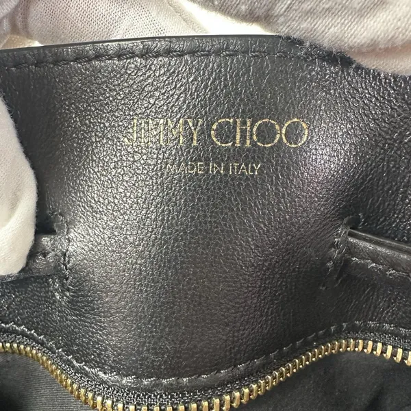 Jimmy Choo Bucket Drawstring Bag Womens Small Black Leather Shoulder Purse Italy - Image 5