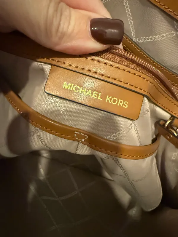 Michael Kors MK Signature Vanilla Logo Tote Bag Brown Trim - Image 18
