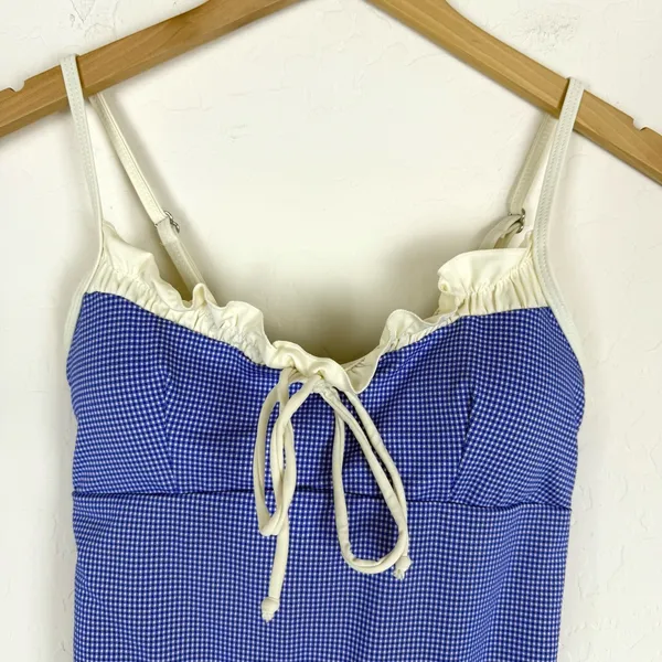 Seamolly Vintage Gingham Spliced Ruched Ruffles Retro Chic One-Piece Swimsuit - Image 6