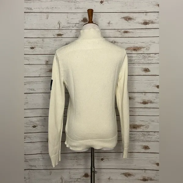 LRL Lauren Jeans Co classic old money ivory cotton mock neck sweater Size Large - Image 5