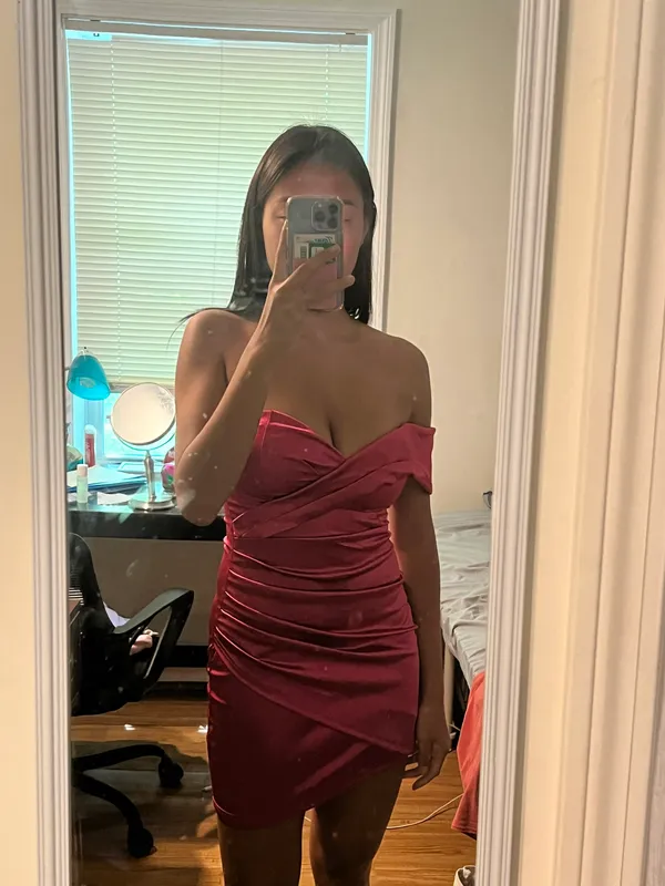 Satin One Shoulder Ruched Bodycon Mini Dress - Image 5