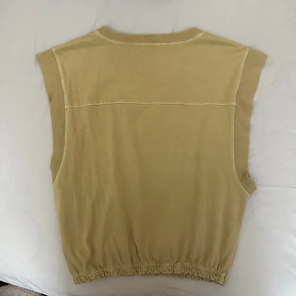 Mother The Swiper‎ Crop Top Bronze Mist Tan Size Small Elastic Band Sleeveless - Image 5