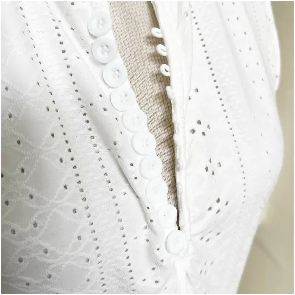 Eyelet Maxi Dress Size Medium NWT Boutique Slit Sleeves Milkmaid Coquette - Image 11