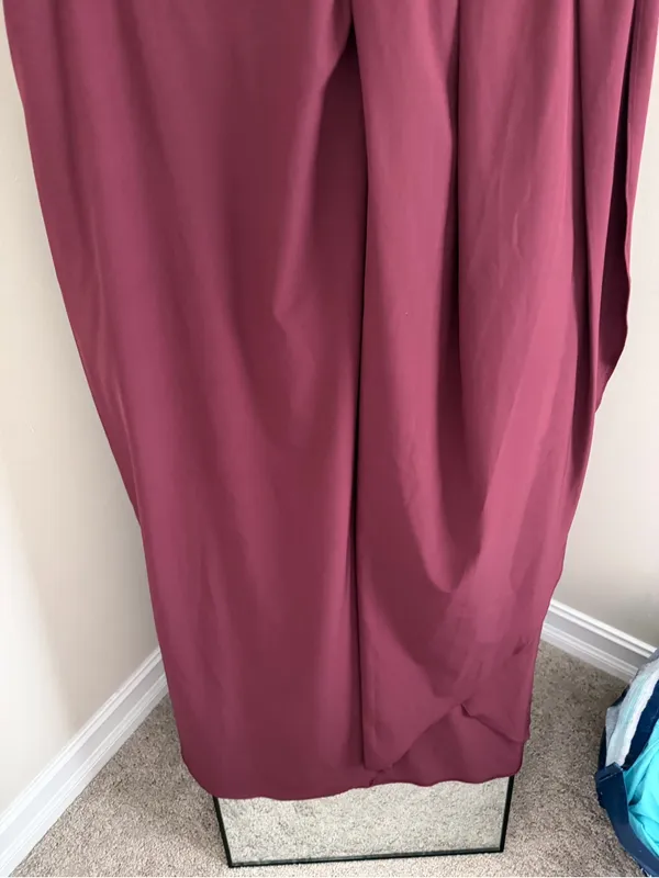 Halara Women's Burgundy Skirt - Elastic Waist Elegant Draped Design - Image 3