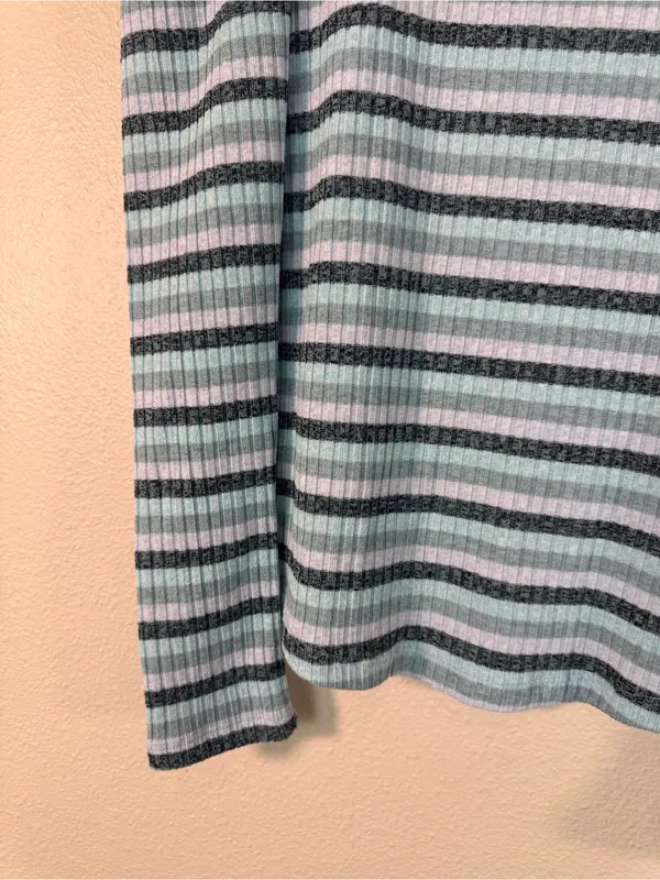 Maeve Anthropologie Blue Striped Puff Shoulder Turtleneck Sweater Womens M Top - Image 12