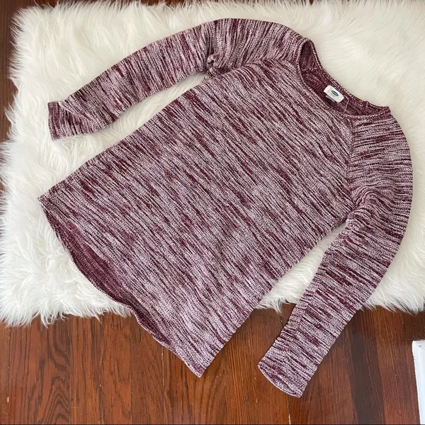 Old Navy Red Heather Sweater Burgundy Lightweight Small Cotton blend Layer Top - Image 3