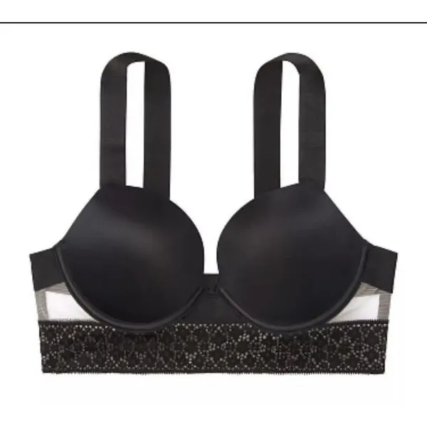 Victoria's Secret Push-Up Bra Size‎ 34C Black Lace Longline Plunge Underwire - Image 2