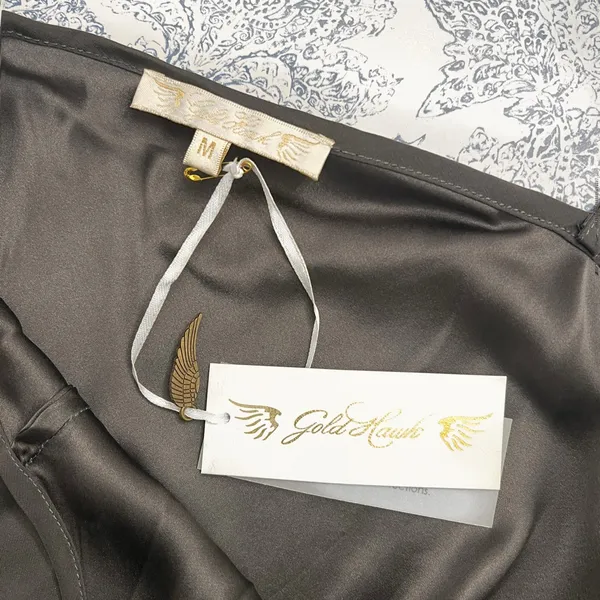 NWT Revolve x Gold Hawk 100% Silk Gray Slate Sheer Hem Maxi Slip Dress - Image 2