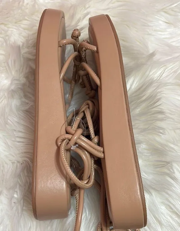 Torrid Tie Ankle Strappy Flatform Sandal Nude. Size 8.5 WW - Image 4