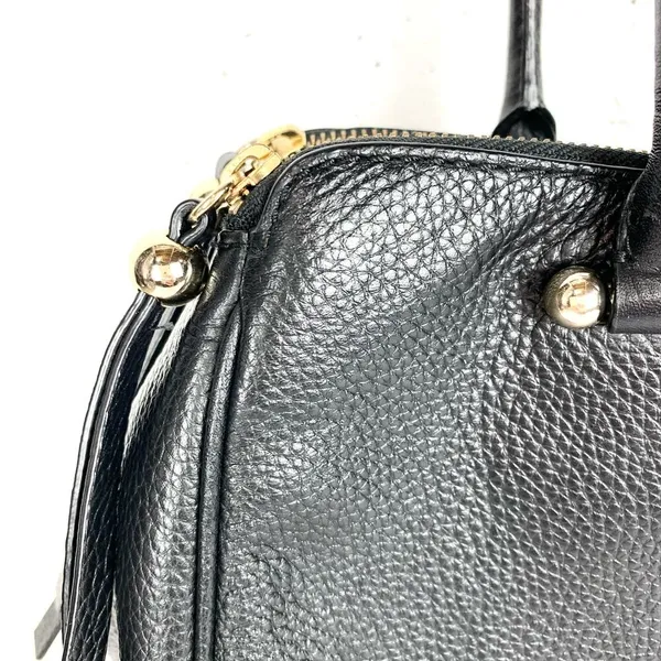 Kate Spade Womens Reis Shoulder Bag Black Pebbled Leather Triple Compartment - Image 9