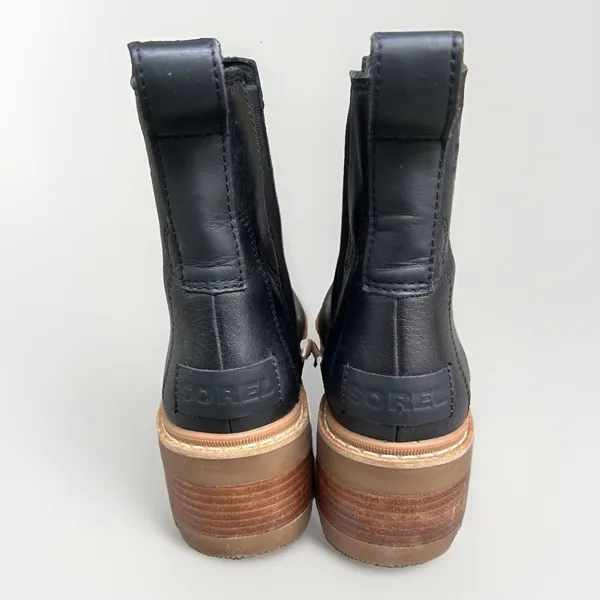 Sorel Lennox Chelsea Black Leather Waterproof Ankle Boots Womens 8.5 LL3853-010 - Image 6
