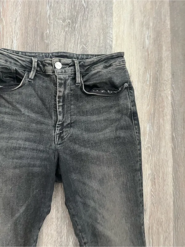 FRAME Le One Crop Mini Boot Jeans Womens Size 2 Hughes Gray Black Stretch Denim - Image 5