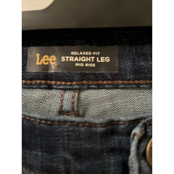 Lee Relaxed Fit Straight Leg Mid Rise Denim Pants Women's Size 16 Medium Blue - Image 9
