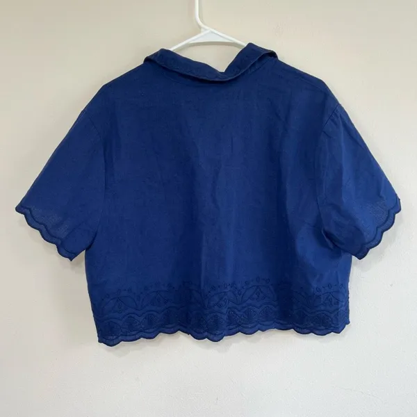 Roller Rabbit x Target Navy Blue Short Sleeve Button Down Large NEW Women - Image 6