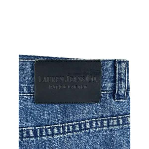 Lauren Jeans Co Ralph Lauren Denim Midi Skirt 10 Blue Frayed Hem Y2K Western - Image 5