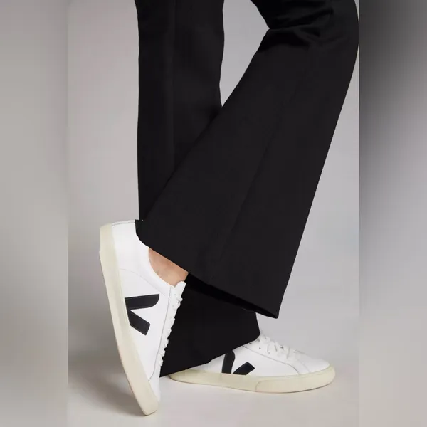 Anthropologie Maeve Black Ponte Flare Pants Retro 70s Elastic Waist Size Small - Image 4