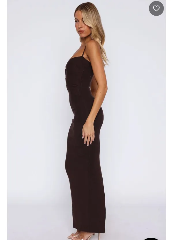 White Fox Break It Off Maxi Dress Espresso - Image 2
