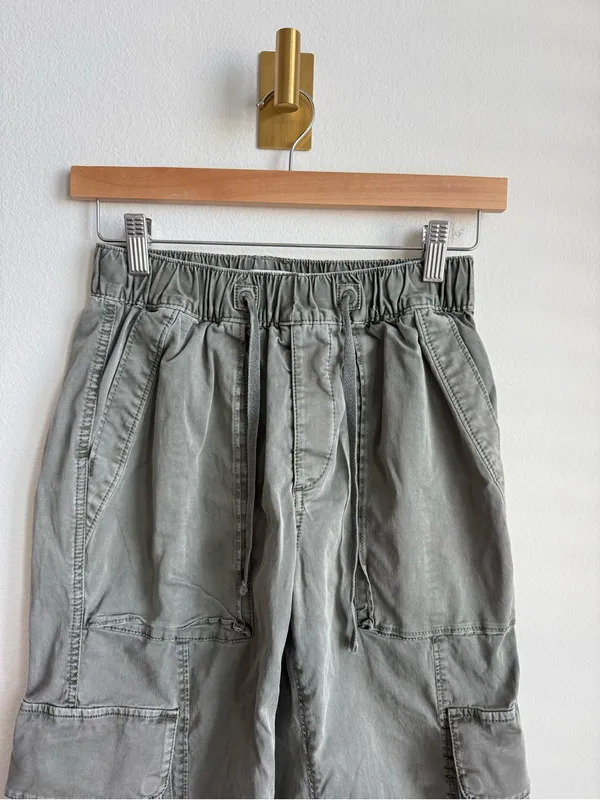 Abercrombie Baggy Cargo Pull On Pants Olive Green XXS Short - Image 5