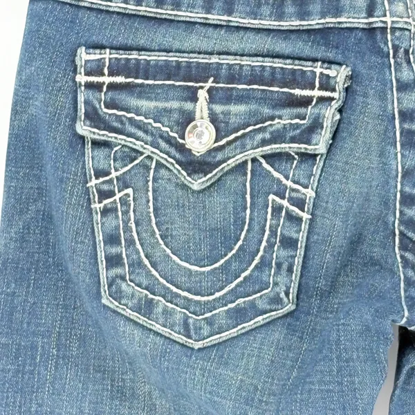 True Religion Disco Joey Big T Jeans Womens 26 Blue Flare Crystal‎ Embellish Y2K - Image 6