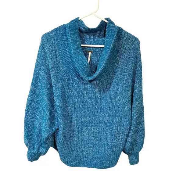 Free People Edessa Blue Sweater‎ Off Shoulder Knit Size Small - Image 2