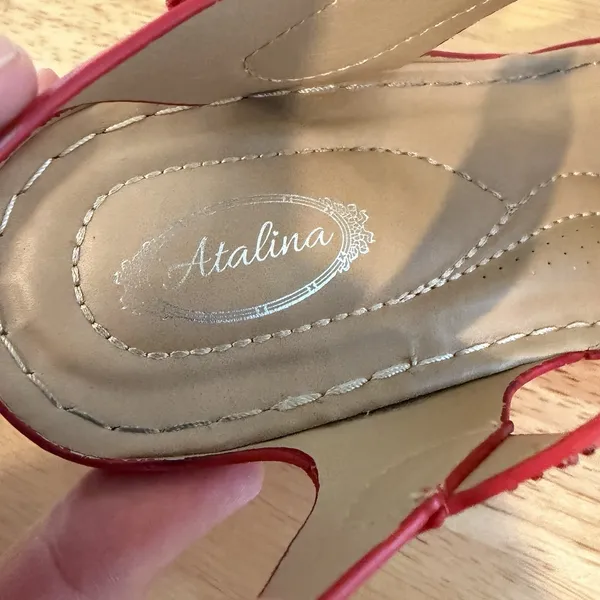 Atalina Red Mid Wedge strap Comfort Sandals Flower Womens Size 9‎ Shoe - Image 8