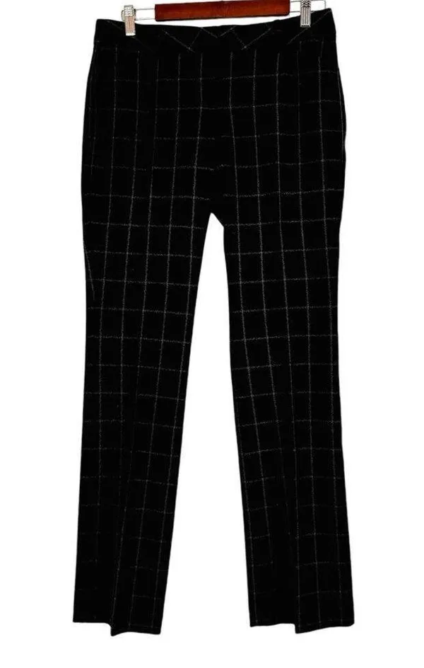 Express Editor women’s size 6R dress pants black with white plaid - Image 13