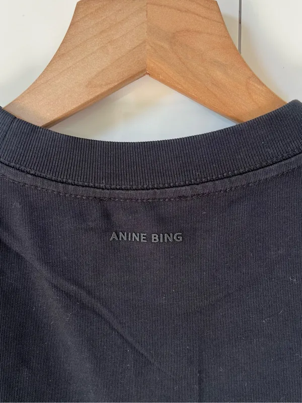 Anine Bing Myers Cropped Tee in Black NWT - Image 4