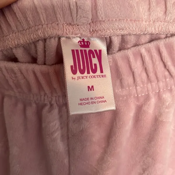 Juicy by Juicy Couture Pink Velour Embellished Logo Pull On Pajama Sweatpants - Image 4