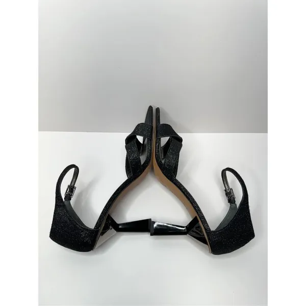Franco Sarto Sandals Size‎ 6 Black Leather Ankle Strap Sparkly Heels - Image 7