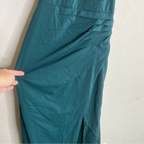 AZAZIE GALICIA Pine Mermaid Halter Pleated Stretch Chiffon Dress - Image 6