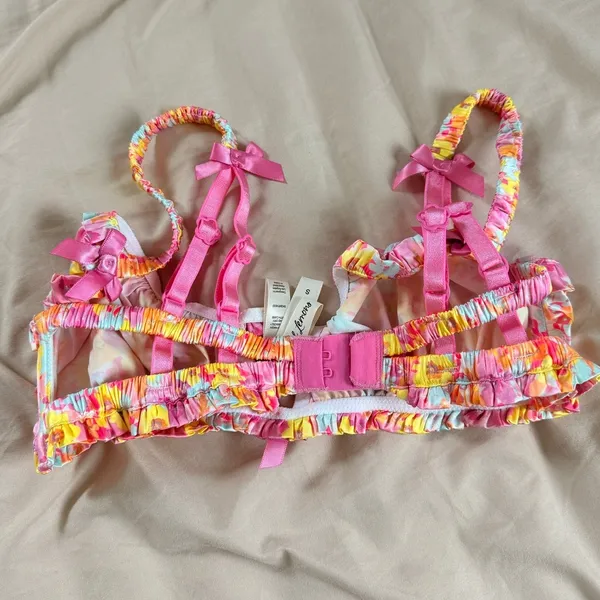 FOR‎ LOVE & LEMONS Victorias Secret PASTEL PUNCH BRALETTE BRA Small DD Ruffle - Image 2