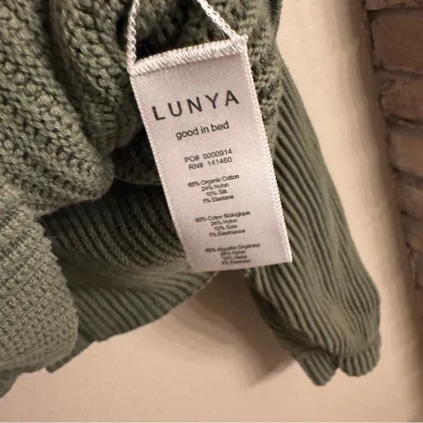 LUNYA Cozy Cotton Silk‎ Reversible Sweater Green Size L - Image 6