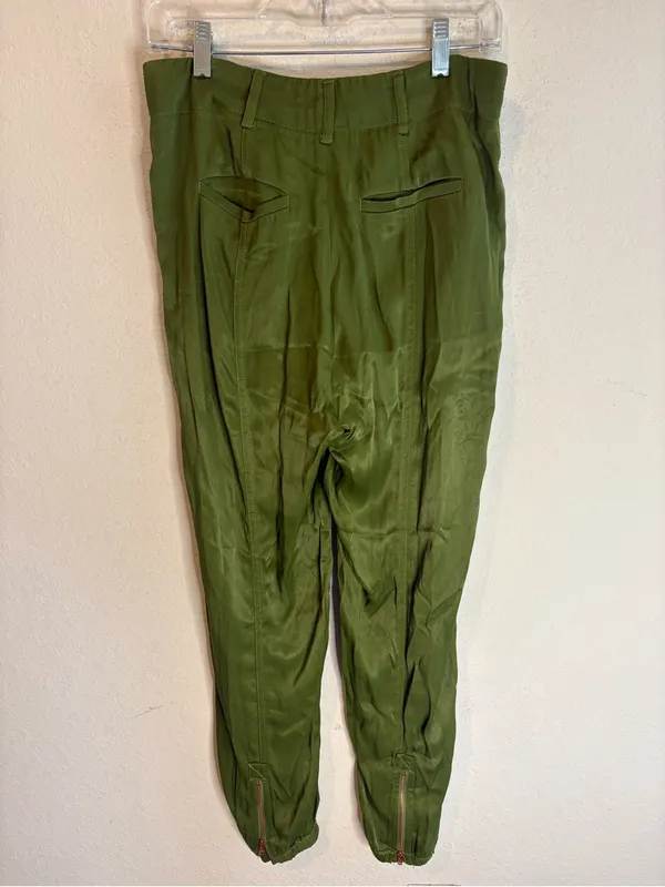 Anthropologie Womens Moss Green Diandra Pleated Side Stripe Jogger Pants Size 2 - Image 5