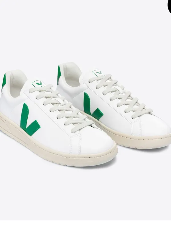 Veja Campo Leather Sneakers in White with Emerald Green size 5 - Image 3