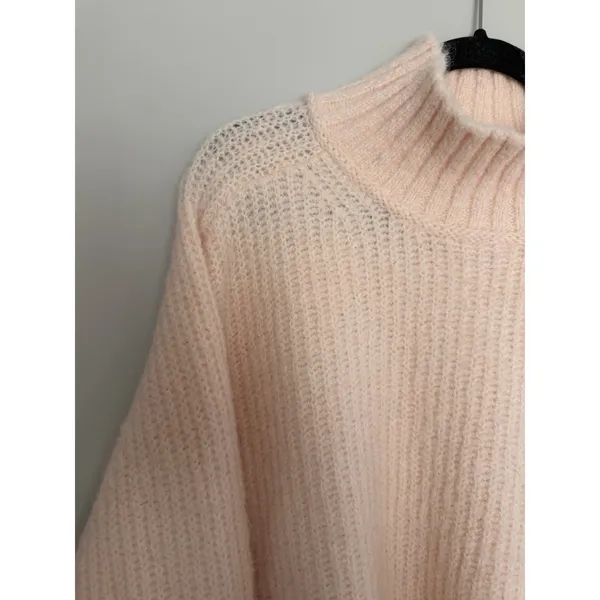 Pilcro Dawn Mock-Neck Chunky Sweater Cream/Peach Women's Size Large - Image 7