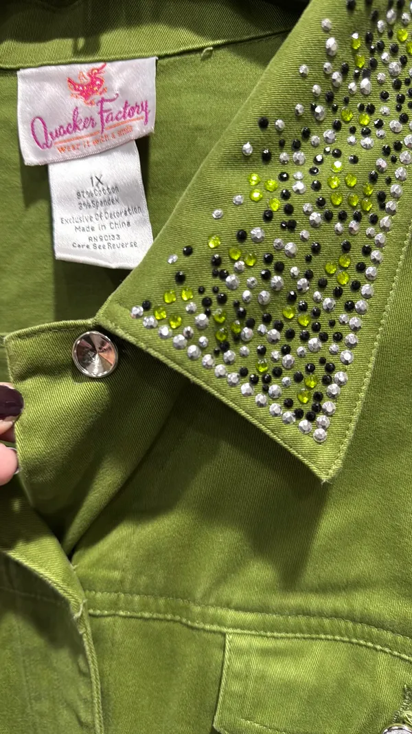Quacker Factory Rhinestone Jacket w/Jewel Buttons Size 1X - Image 4
