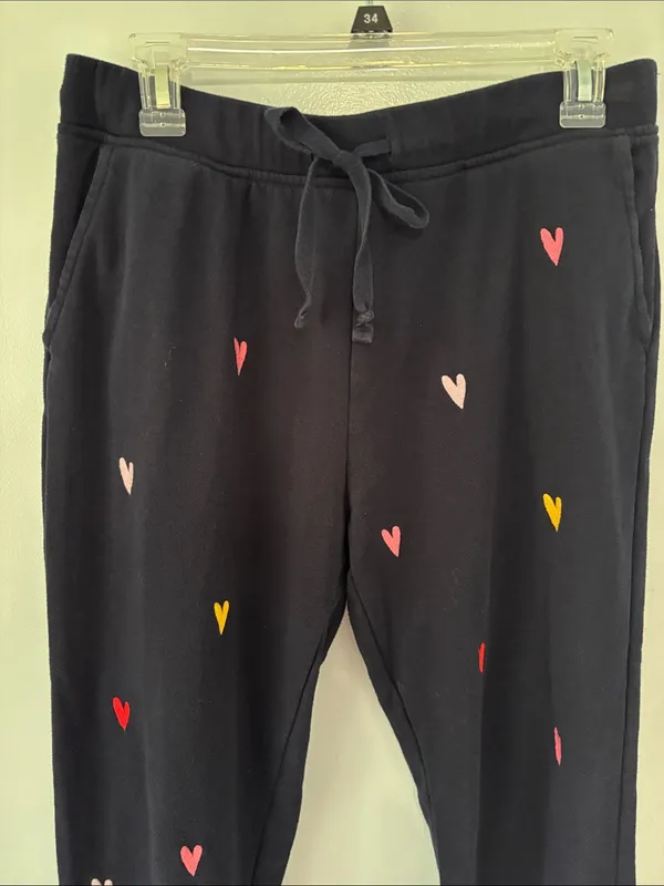 Lou & Grey w/ LOFT Colorful Heart Terry Sweatpants Jogger Pants Sz Med Valentine - Image 3