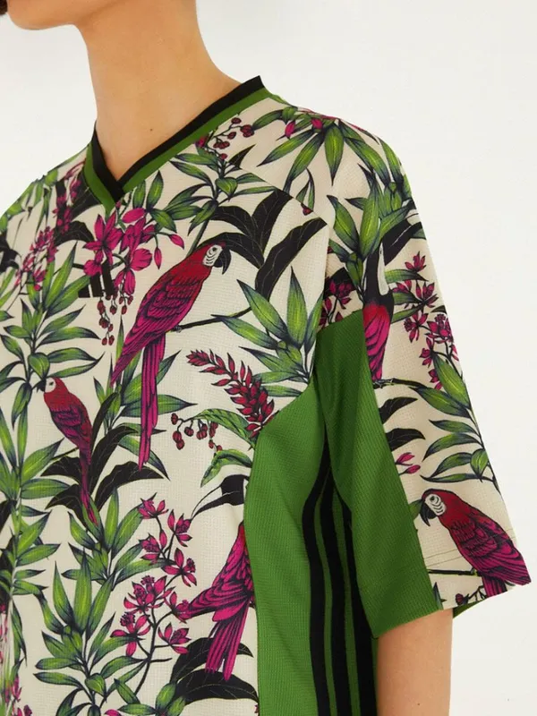NWT Adidas X Farm Rio farm tee / Dress prm Tropical Parrot Green Pink XL - Image 2